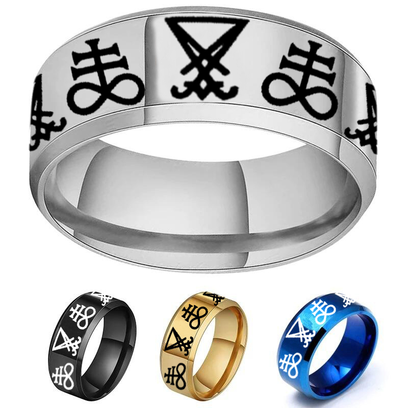 Signet Ring Men - Vintage Gothic Lucifer Seal of Satan
