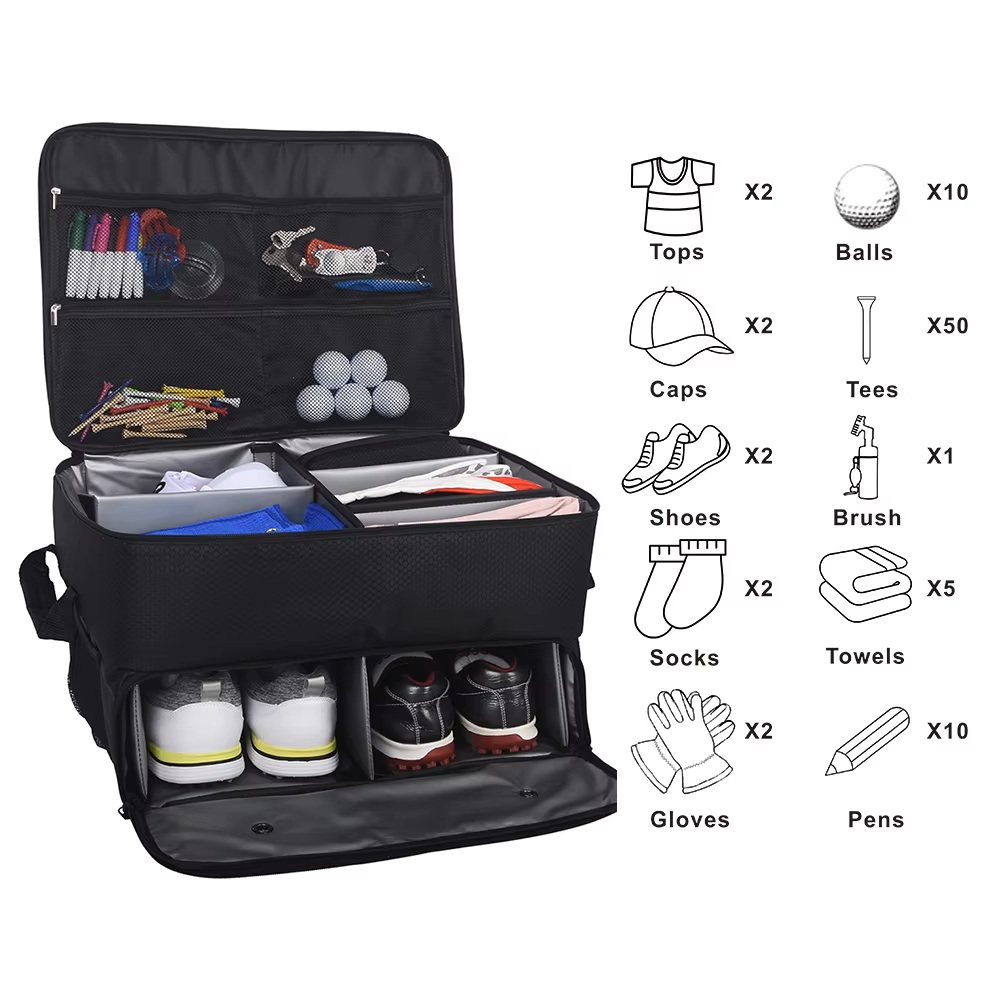 Men'S Accessories Travel Bag - Golf Trunk Organizer Oxford Shoe Compartment