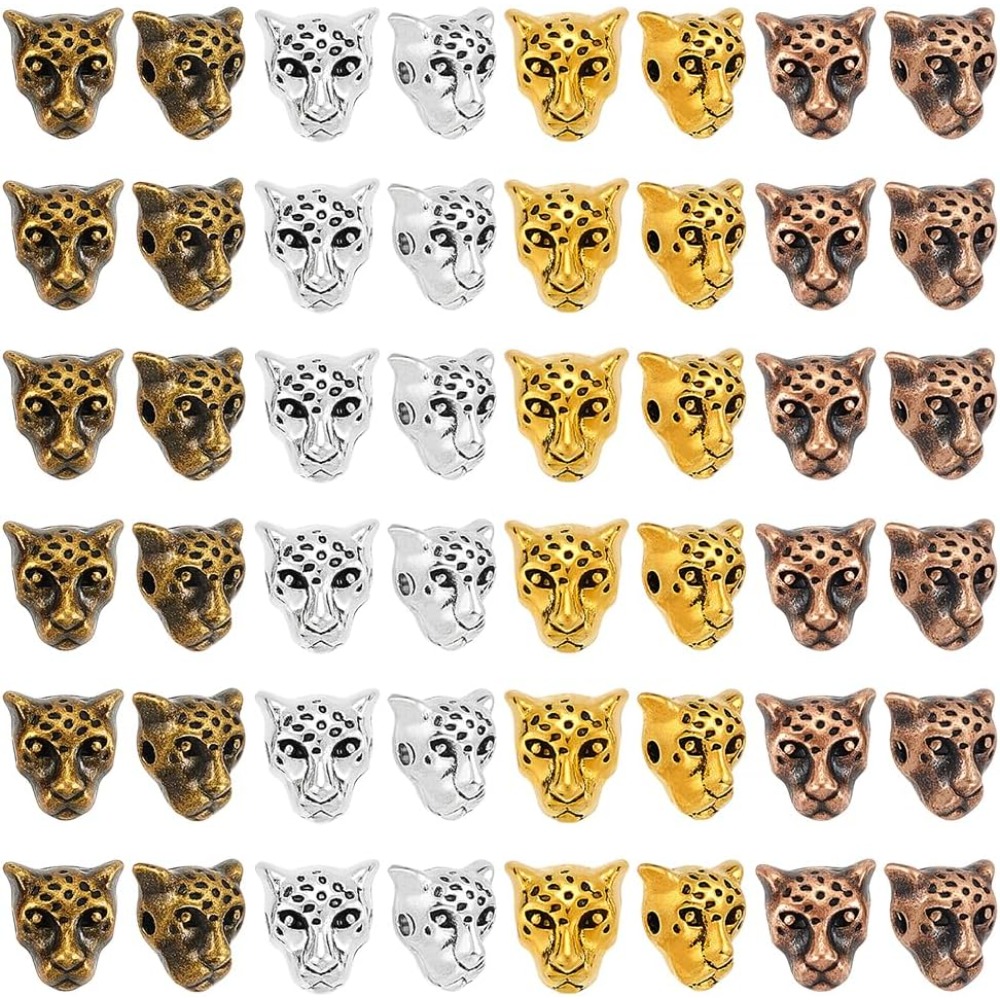 Bead Bracelet Men - 4 Colors Leopard Head Beads 100pcs