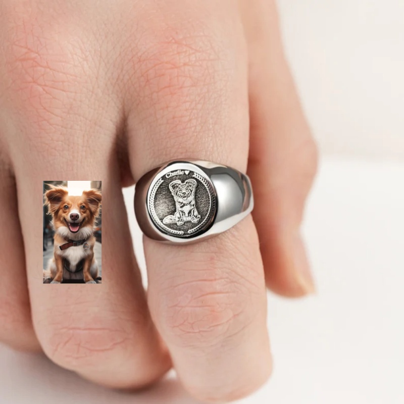 Custom Engrave Photo Signet Ri - đánh giá và giá Signet Ring Men