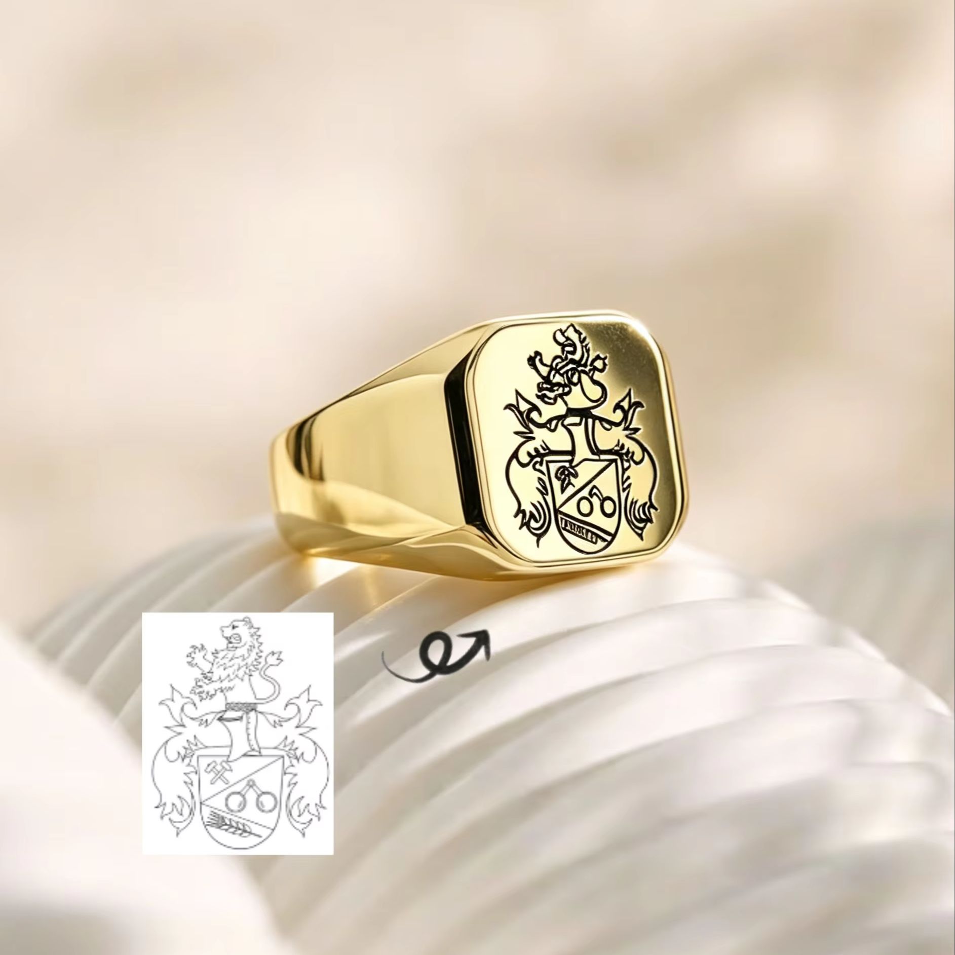 Custom Family Crest Signet Rin - đánh giá và giá Signet Ring Men