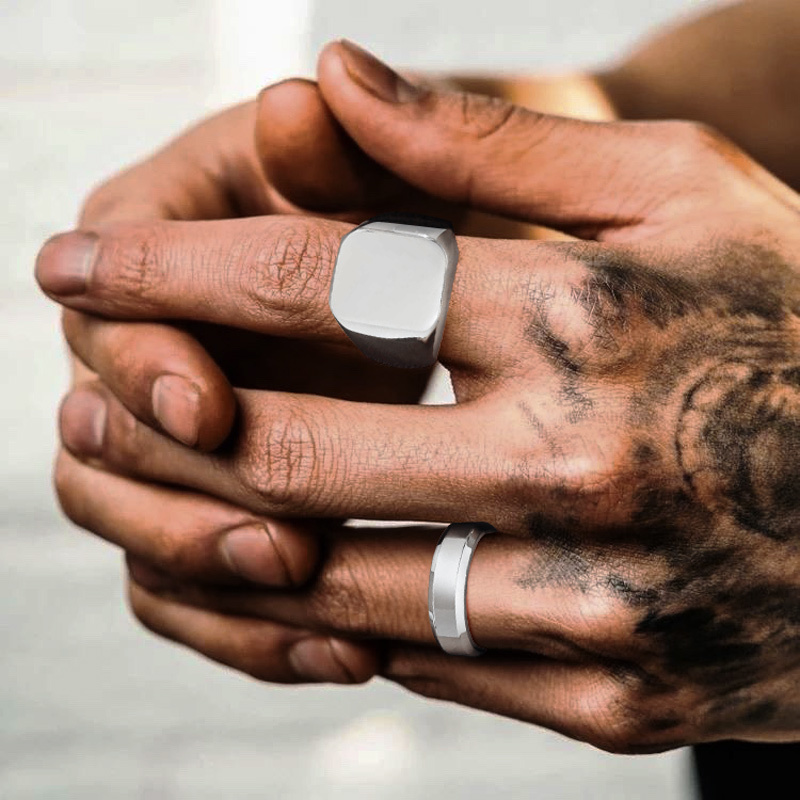 Vnox Gold Color Rings for Men  - đánh giá và giá Signet Ring Men