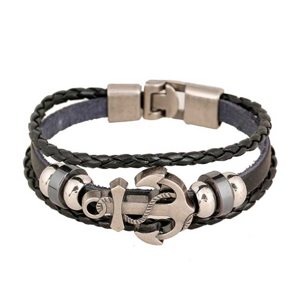 Vintage Đa Lớp Da Bện Vòng Tay - đánh giá và giá Men Accessories Pk
