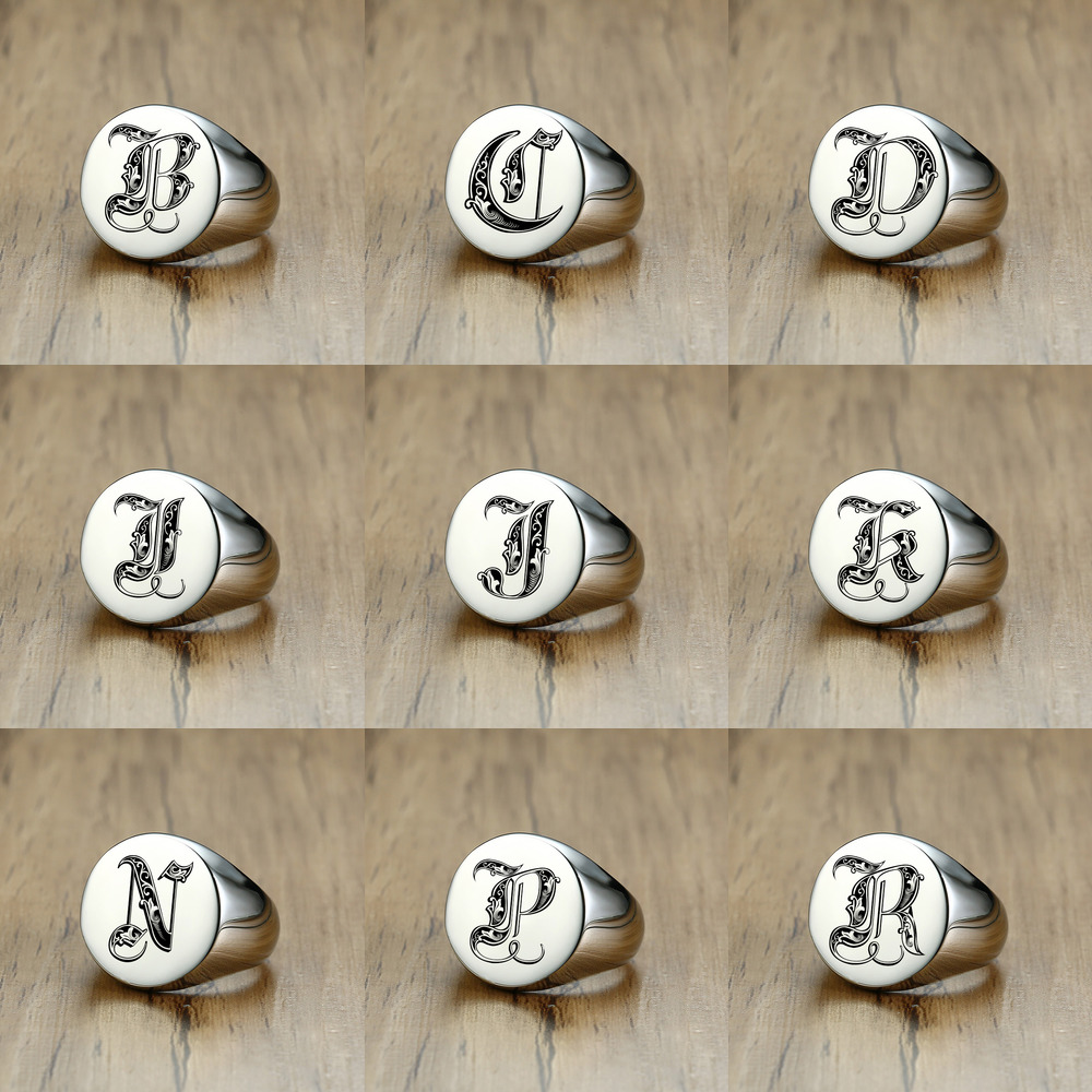Vnox Kiểu Dáng Hoa Văn Chữ Ban - đánh giá và giá Signet Ring Men